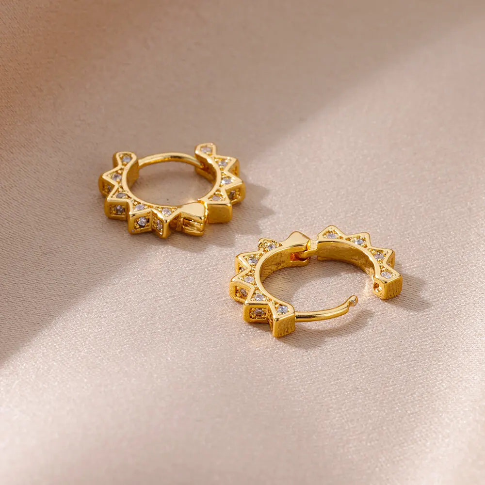 Triangle Zircon Hoop Earrings For Women Stainless Steel Earring Luxury New in Design Wedding 2023 Trending Jewelry aretes mujer