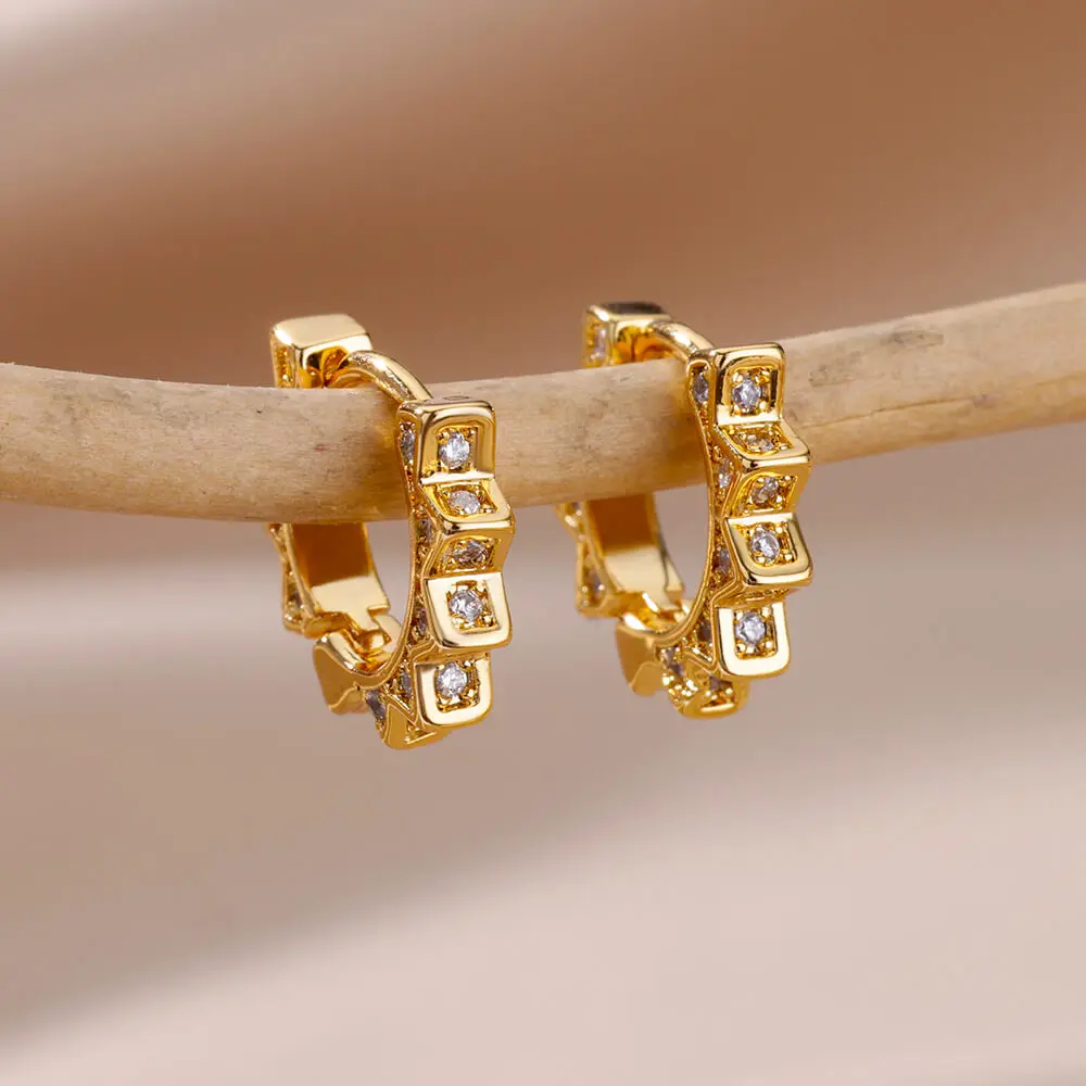 Triangle Zircon Hoop Earrings For Women Stainless Steel Earring Luxury New in Design Wedding 2023 Trending Jewelry aretes mujer