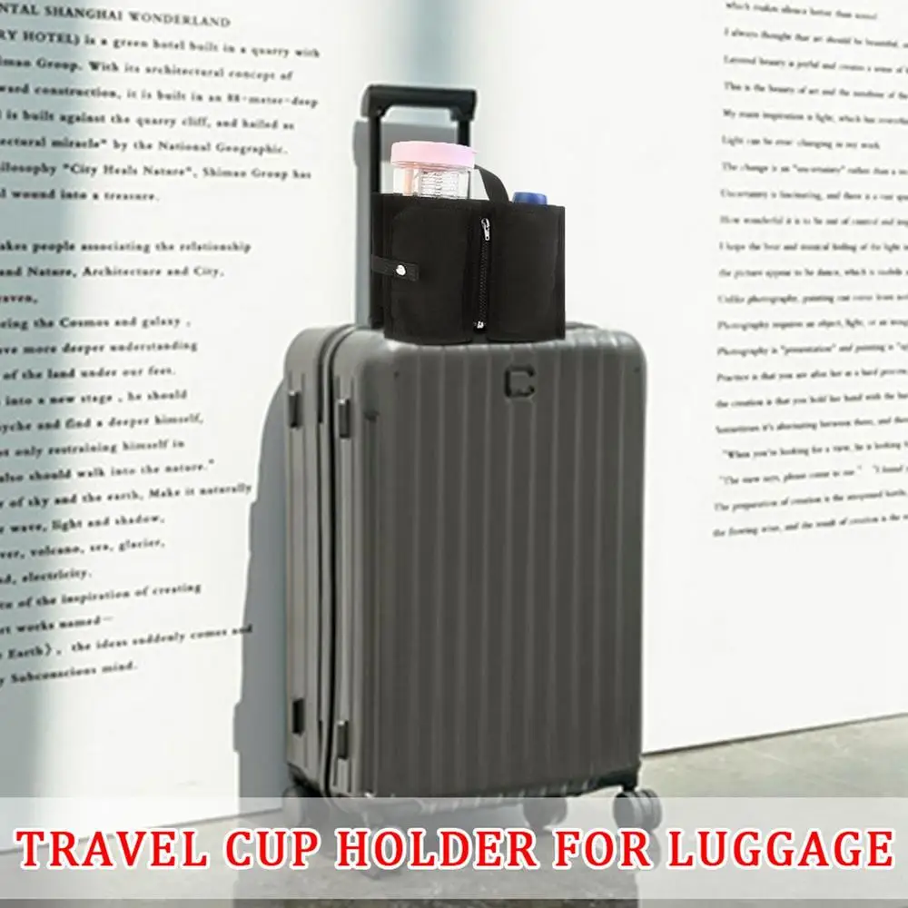 Luggage Travel Cup Holder Suitcase Cup Holder Free Hand Travel Luggage Drink Holder DurableOxfordCloth Fits All Suitcase Handles