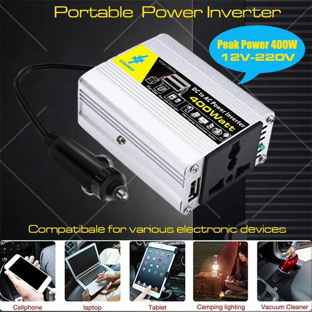 Pure Sine Wave Inverter 12V To 220V 400W DC To AC Voltage Converter Car Power Inverter Outdoor Solar Inverter Truck Auto Charger