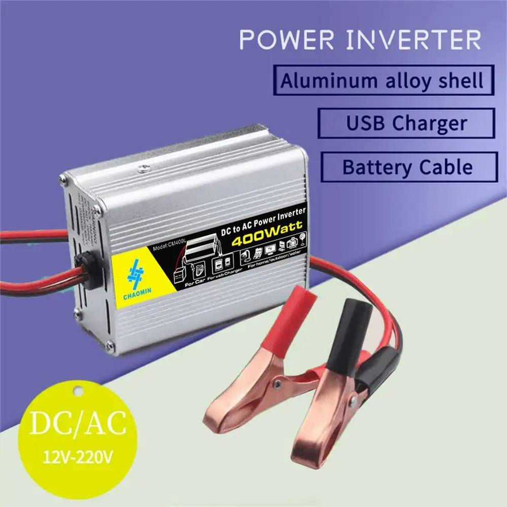 Pure Sine Wave Inverter 12V To 220V 400W DC To AC Voltage Converter Car Power Inverter Outdoor Solar Inverter Truck Auto Charger