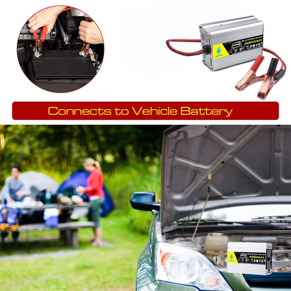 Pure Sine Wave Inverter 12V To 220V 400W DC To AC Voltage Converter Car Power Inverter Outdoor Solar Inverter Truck Auto Charger