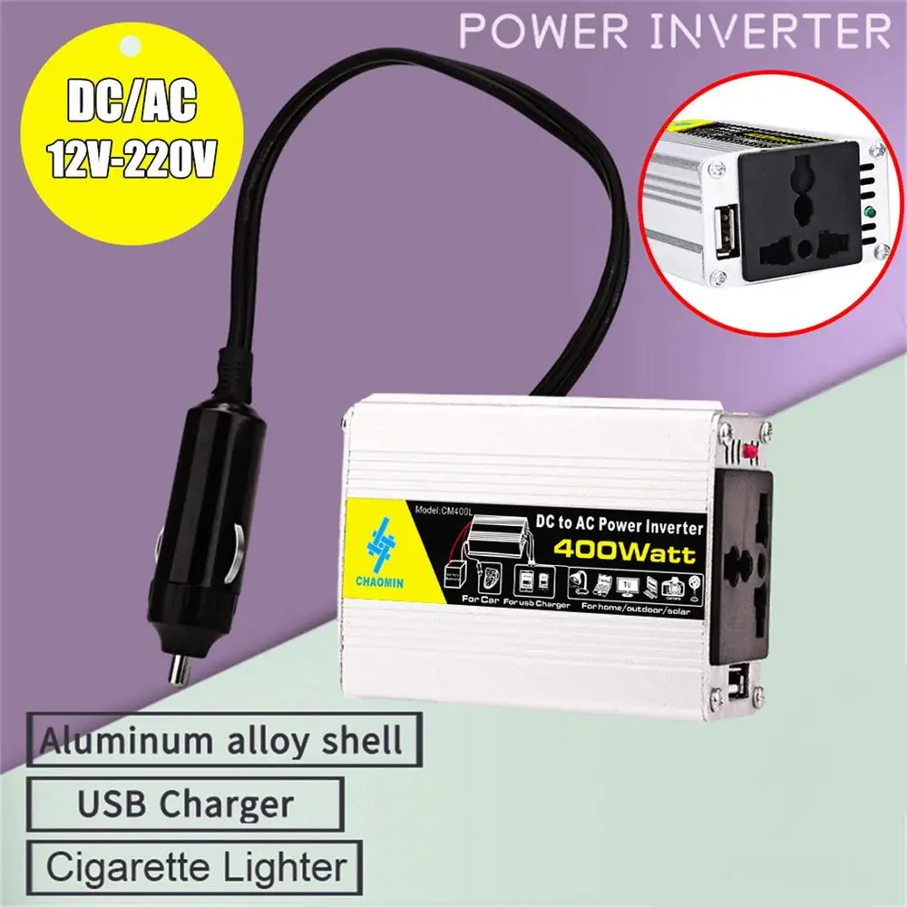 Pure Sine Wave Inverter 12V To 220V 400W DC To AC Voltage Converter Car Power Inverter Outdoor Solar Inverter Truck Auto Charger