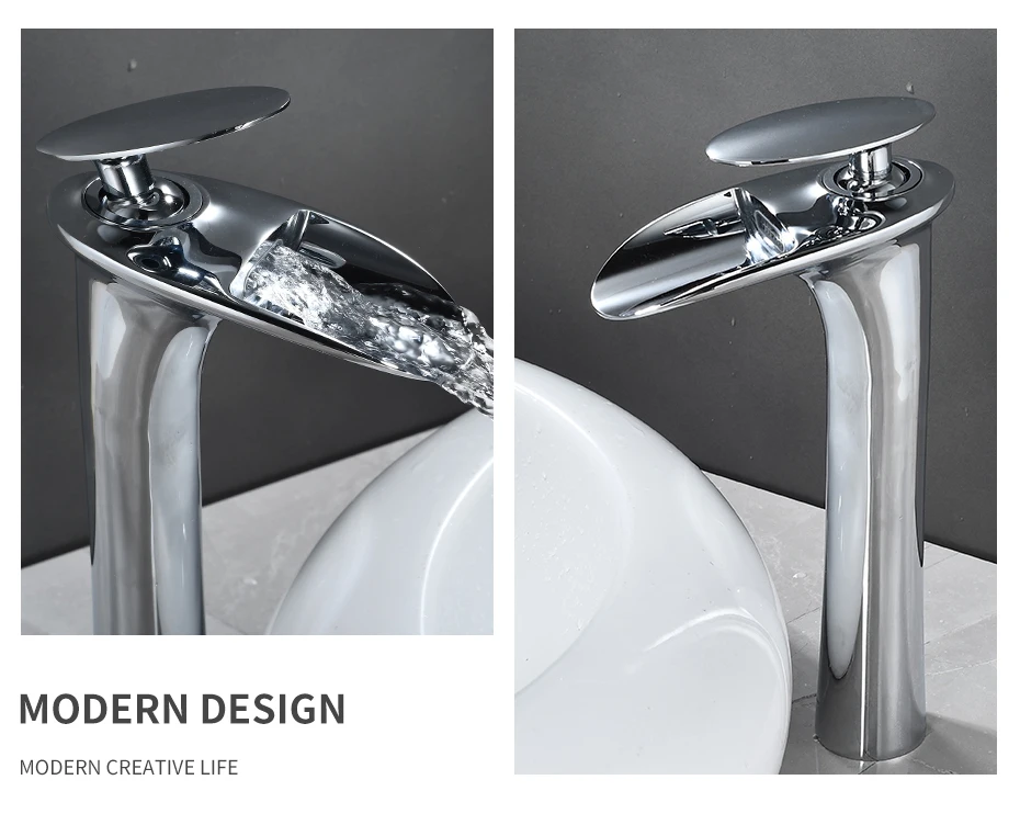 Basin Faucets Modern White Bathroom Faucet Waterfall Faucets Single Hole Cold and Hot Water Tap Basin Faucet Mixer Taps 855924