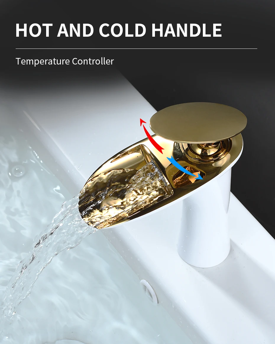 Basin Faucets Modern White Bathroom Faucet Waterfall Faucets Single Hole Cold and Hot Water Tap Basin Faucet Mixer Taps 855924