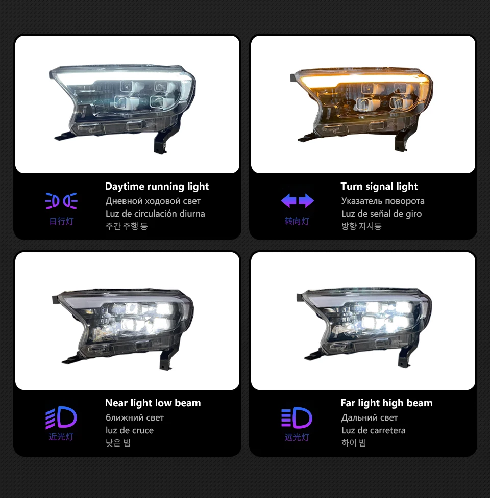 AKD Head Lamp for Ford Ranger LED Headlight 2016-2020 Headlights Ranger DRL Turn Signal High Beam Angel Eye Projector Lens