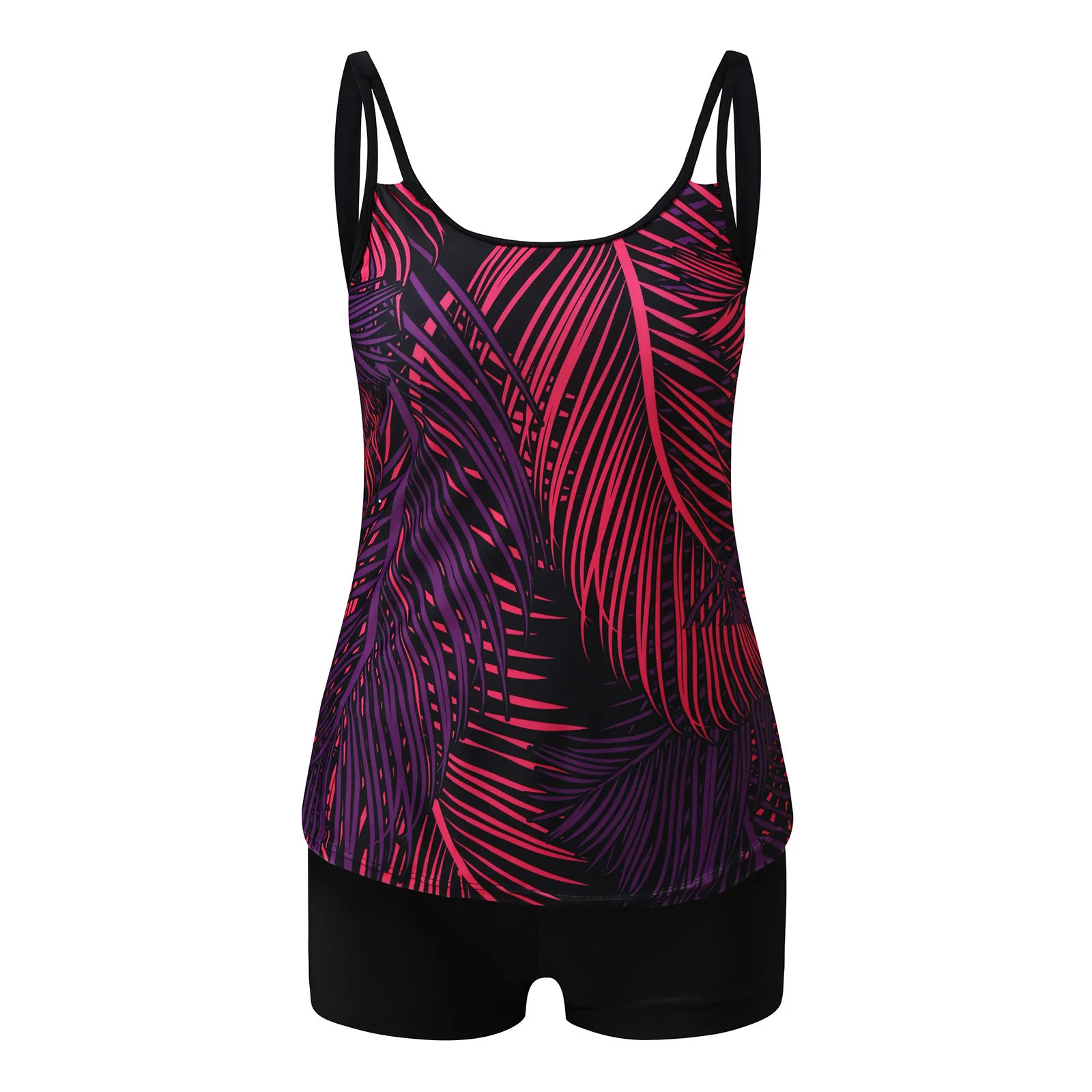 Flowy Tankini Bathing Suits For Women Push Up Padded Tummy Control Swimsuits Two Piece Swimwear Tank Tops With Boyshorts