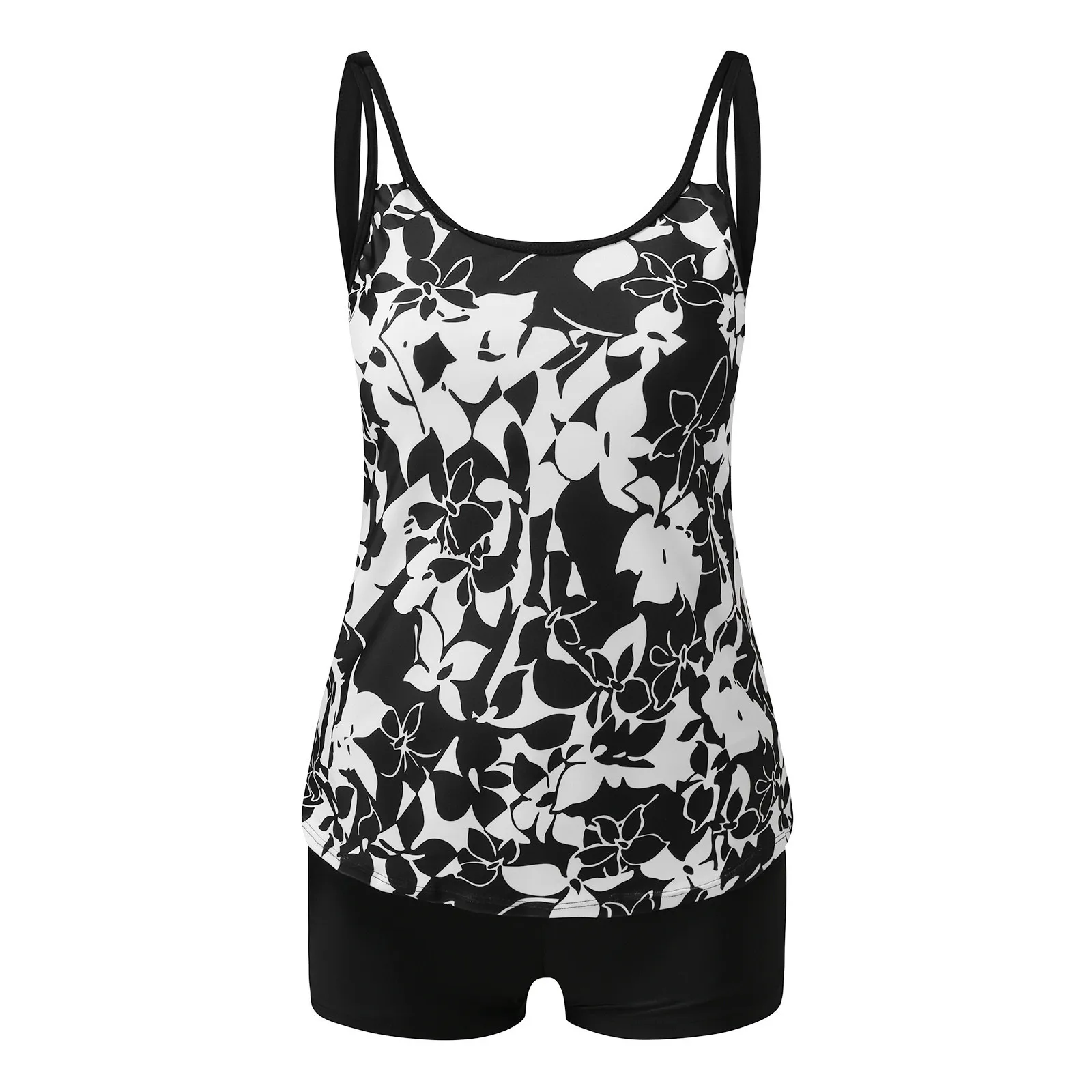 Flowy Tankini Bathing Suits For Women Push Up Padded Tummy Control Swimsuits Two Piece Swimwear Tank Tops With Boyshorts