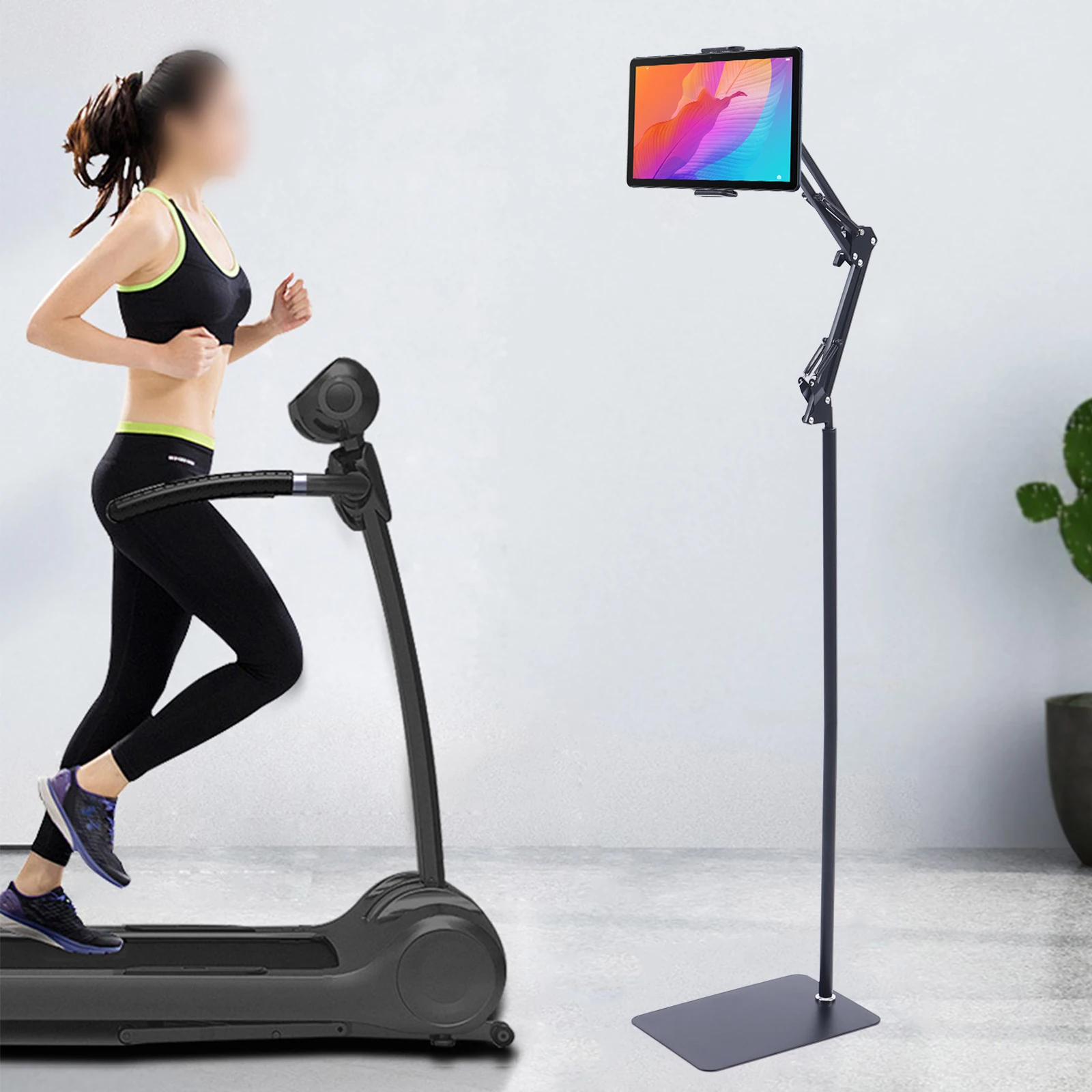 1.35M Height Tablet Stand Tripod Floor Holder Adjustable Tablet Mobile Phone Mount Lazy Frame Enlarged Square Base
