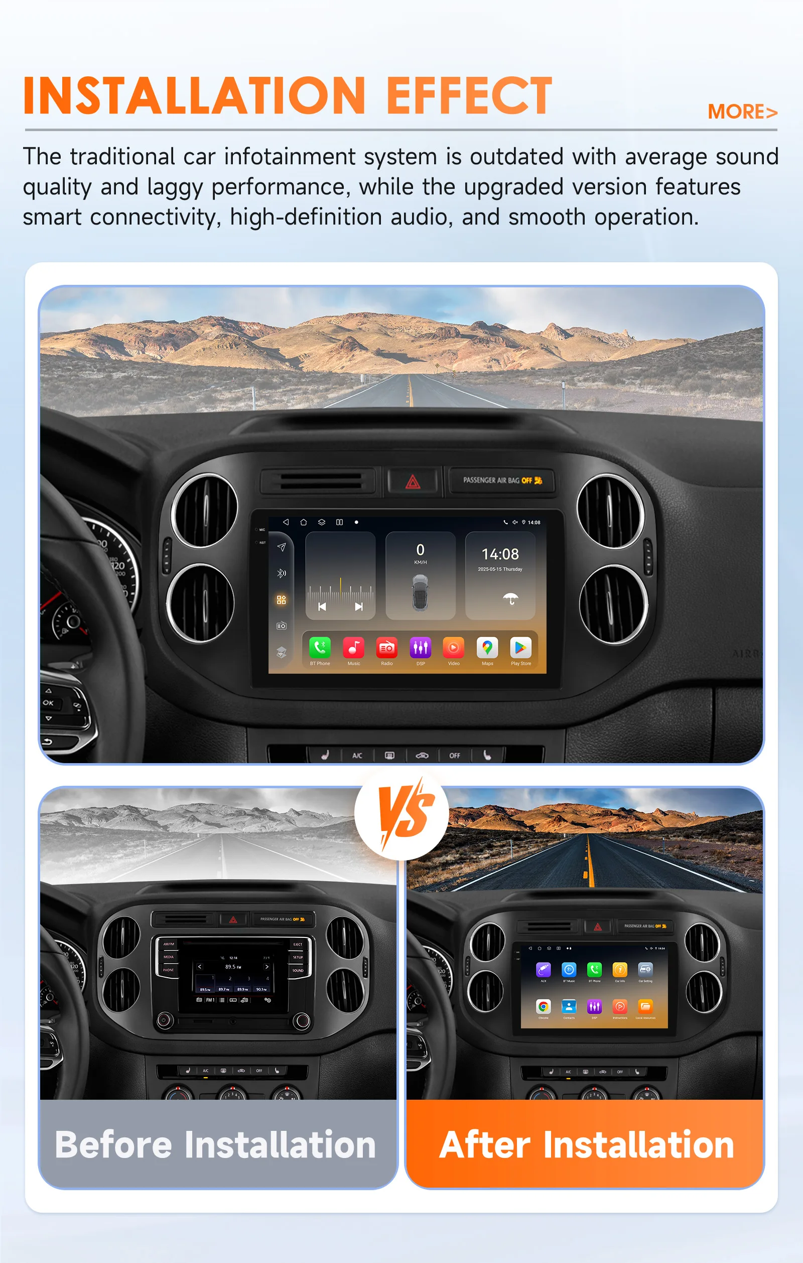 Hizpo AI Voice Android Auto Radio for VW Volkswagen Tiguan 1 NF 2006 2008-2016 4G Car Multimedia GPS 2din Wireless CarPlay 6115