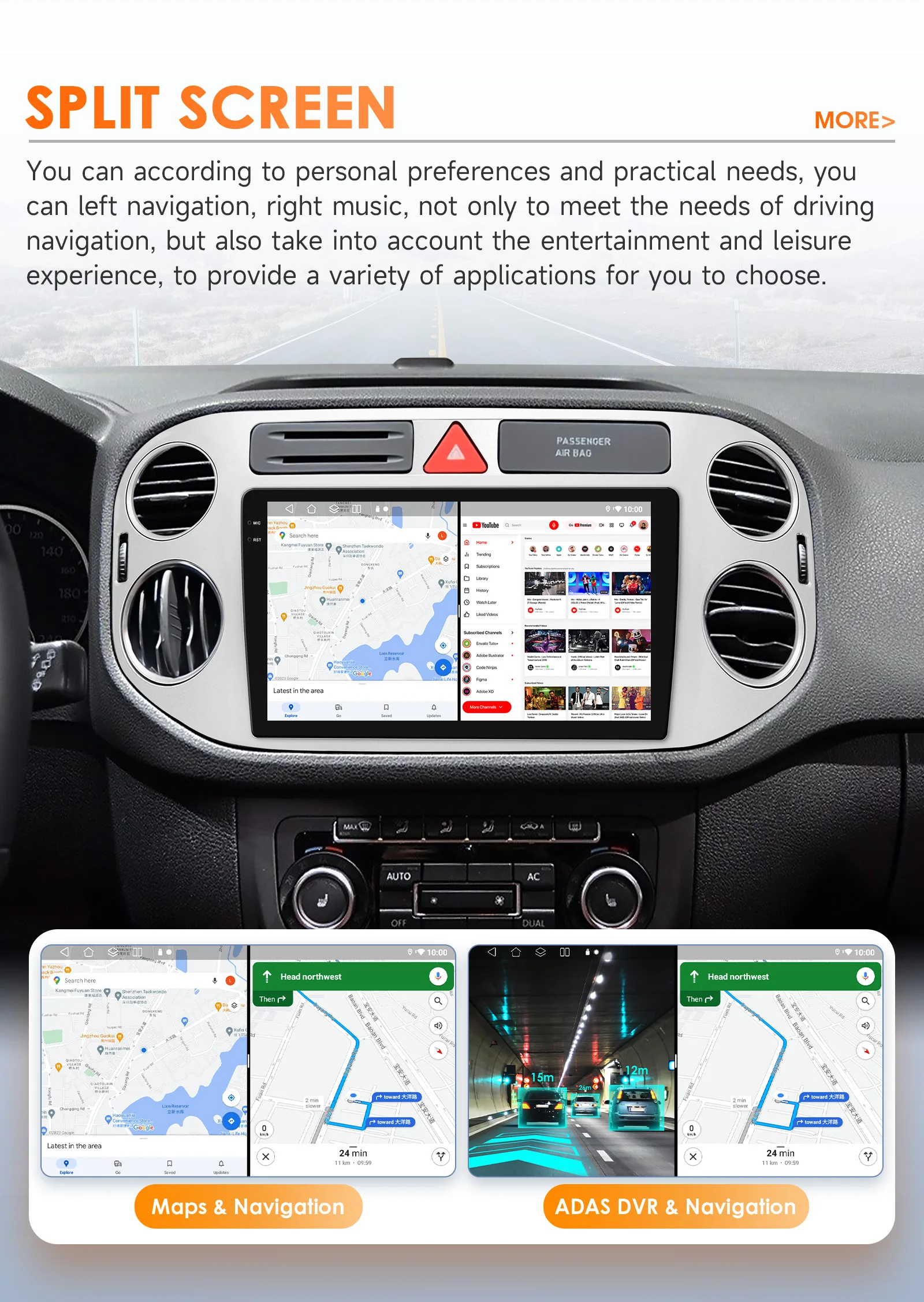 Hizpo AI Voice Android Auto Radio for VW Volkswagen Tiguan 1 NF 2006 2008-2016 4G Car Multimedia GPS 2din Wireless CarPlay 6115
