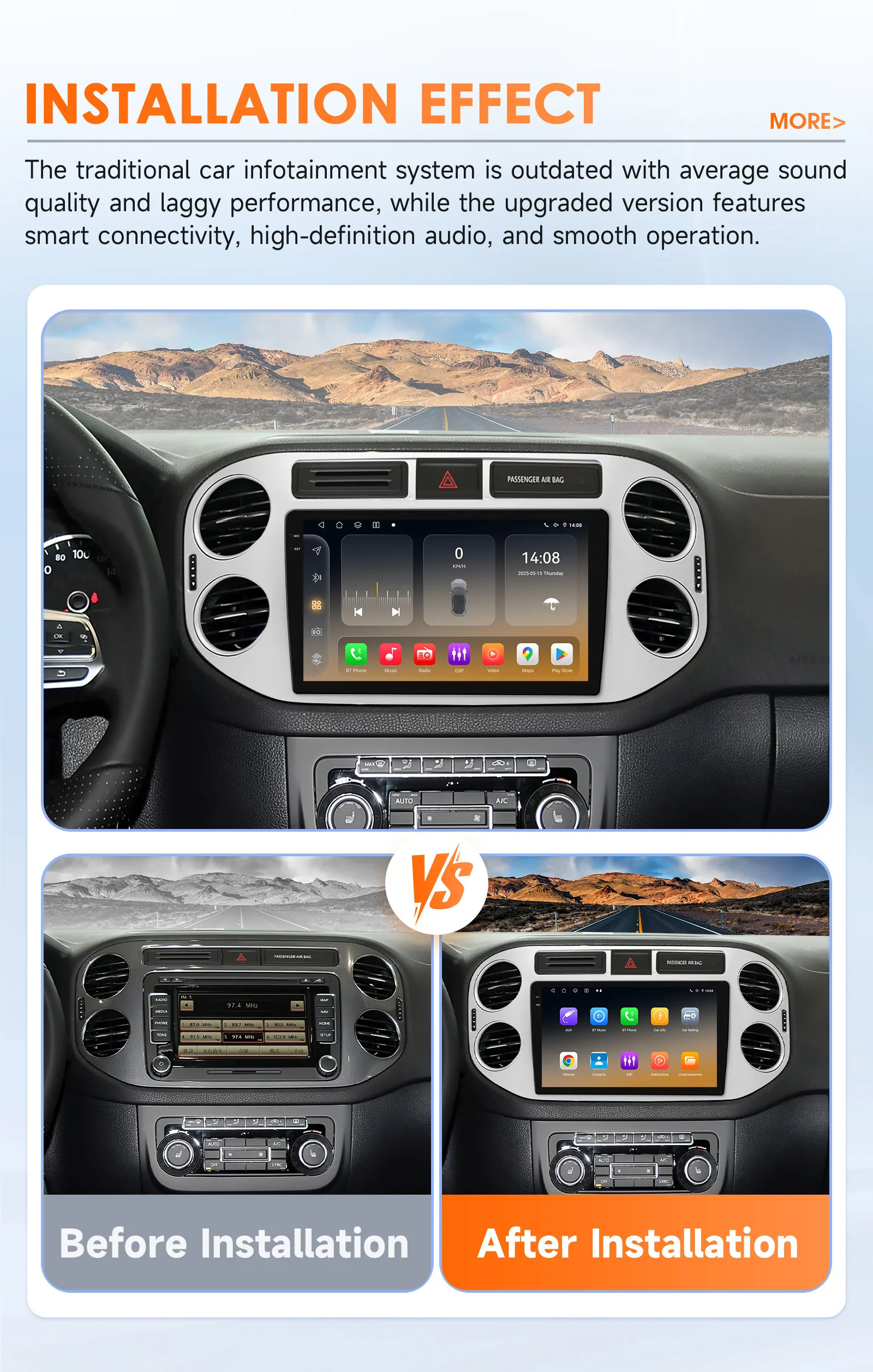 Hizpo AI Voice Android Auto Radio for VW Volkswagen Tiguan 1 NF 2006 2008-2016 4G Car Multimedia GPS 2din Wireless CarPlay 6115