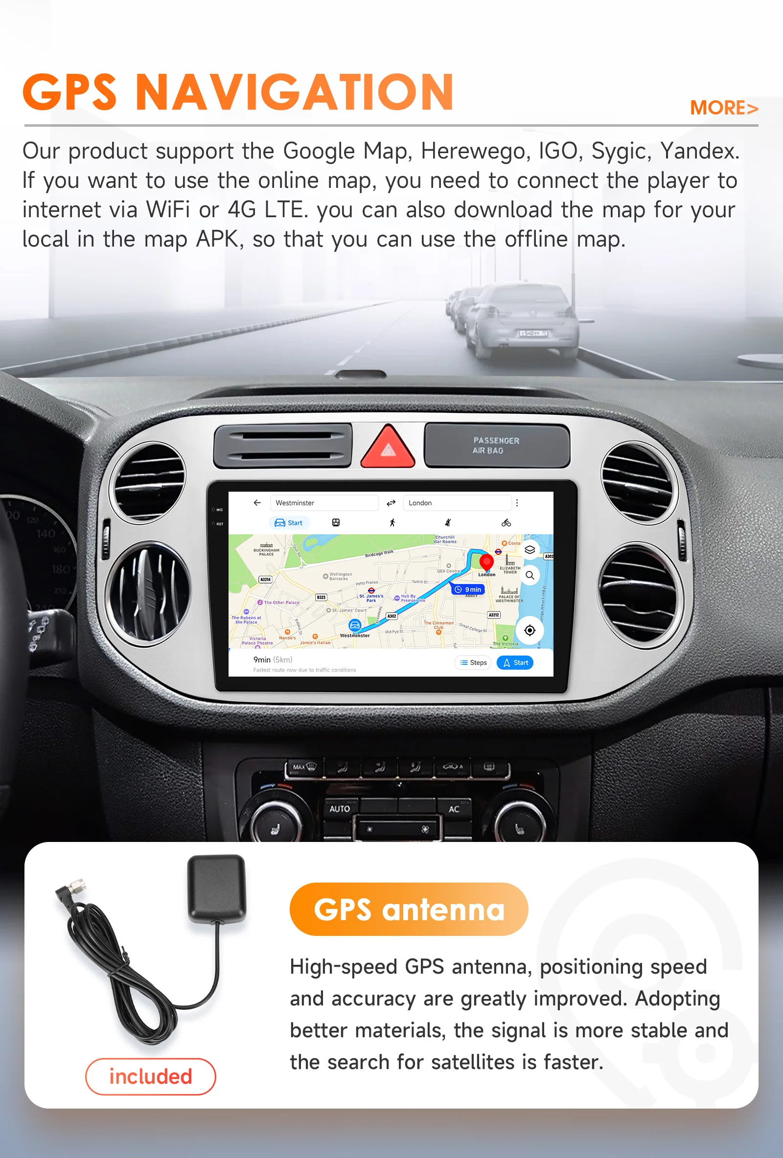Hizpo AI Voice Android Auto Radio for VW Volkswagen Tiguan 1 NF 2006 2008-2016 4G Car Multimedia GPS 2din Wireless CarPlay 6115