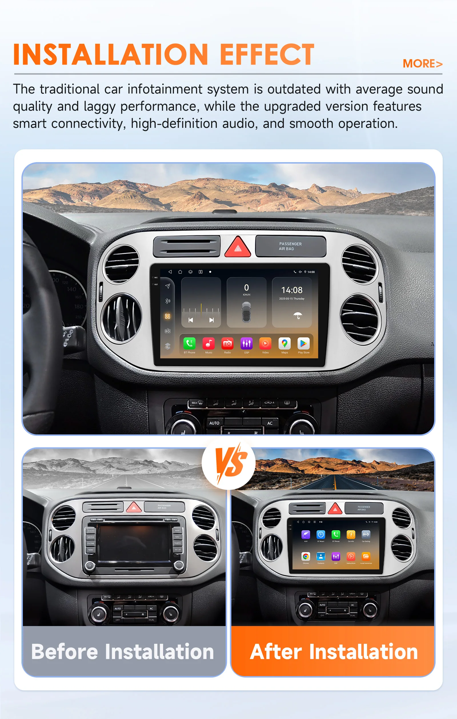 Hizpo AI Voice Android Auto Radio for VW Volkswagen Tiguan 1 NF 2006 2008-2016 4G Car Multimedia GPS 2din Wireless CarPlay 6115