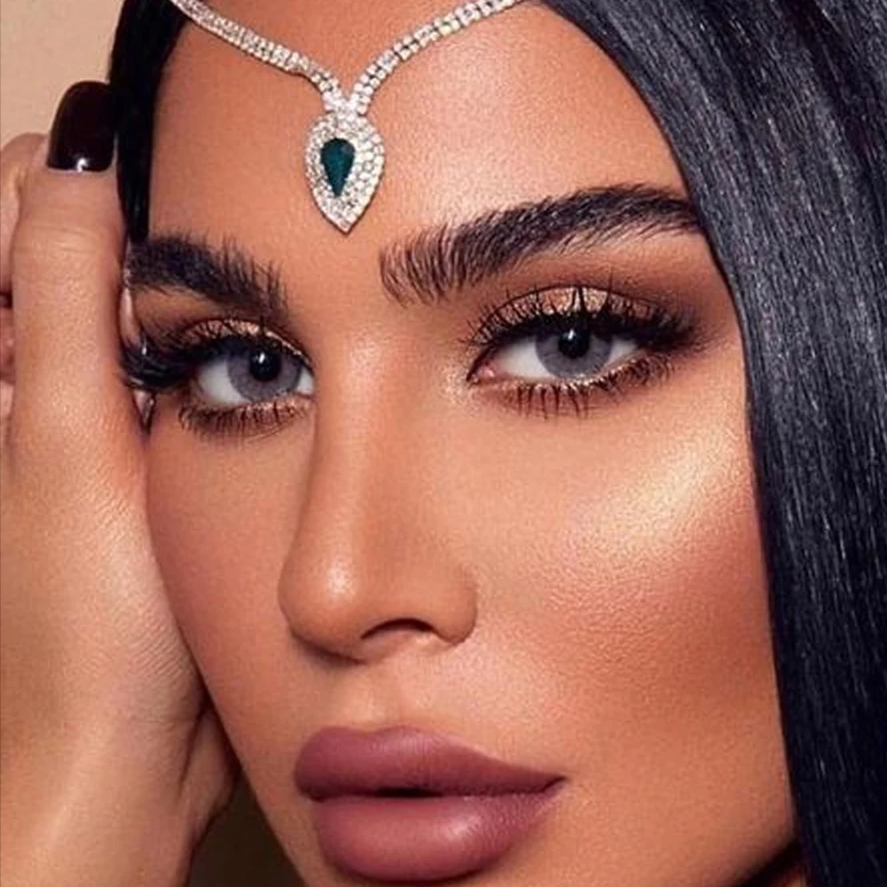 StoneFans Green Forehead Chain for Women Headband Hair Jewelry Accessories Crystal Wedding Headwear Tiara Headpiece Fashion Gift