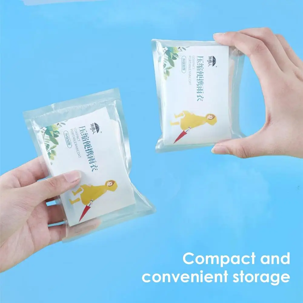 Portable Raincoat Vacuum Packaging Outdoor Rainwear Waterproof Disposable Hiking Hooded Ponchos Rain Cover Camping Accessories