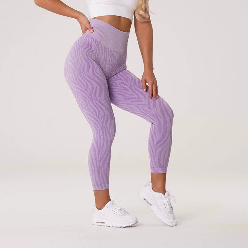 Watercolor Yoga Pants Women Zebra Print Leggings Sexy Push Up Kawaii Yoga Sport Legging Seamless Pattern Workout Leggins
