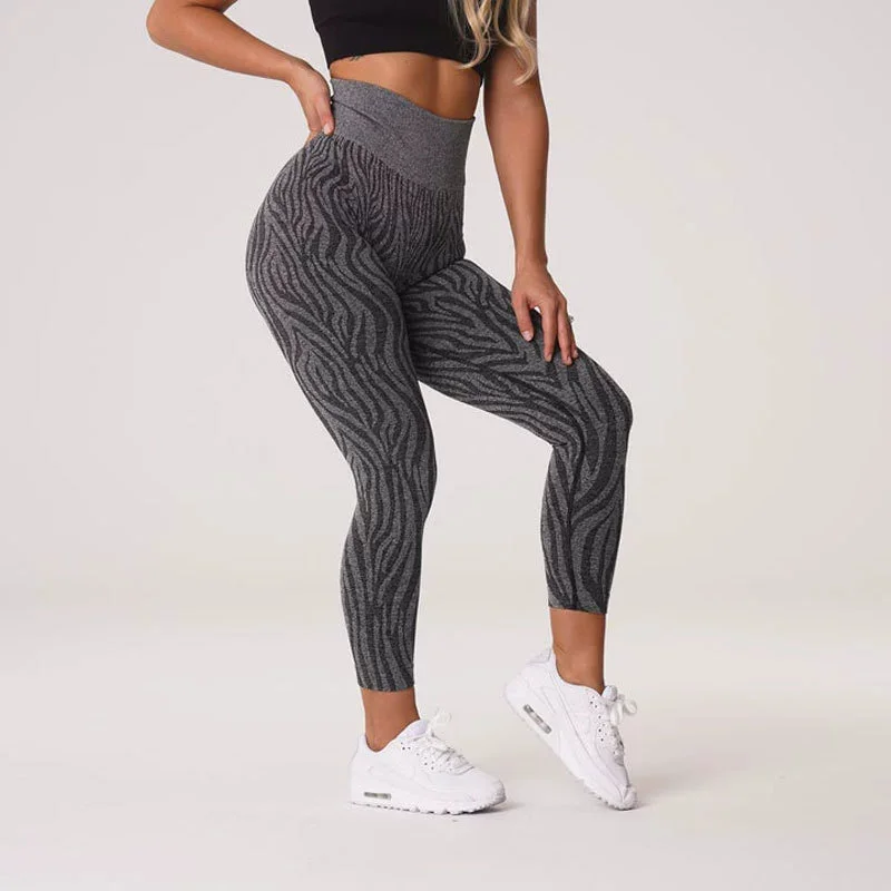 Watercolor Yoga Pants Women Zebra Print Leggings Sexy Push Up Kawaii Yoga Sport Legging Seamless Pattern Workout Leggins