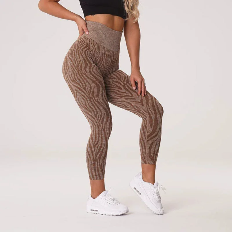 Watercolor Yoga Pants Women Zebra Print Leggings Sexy Push Up Kawaii Yoga Sport Legging Seamless Pattern Workout Leggins