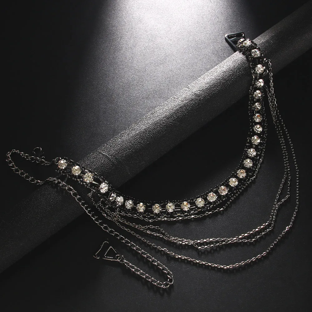 Stonefans Black Layered Shoulder Strap Luxury for Dress Decorative Body Accessories Rave Bikini Shoulder Chain for Women Jewelry