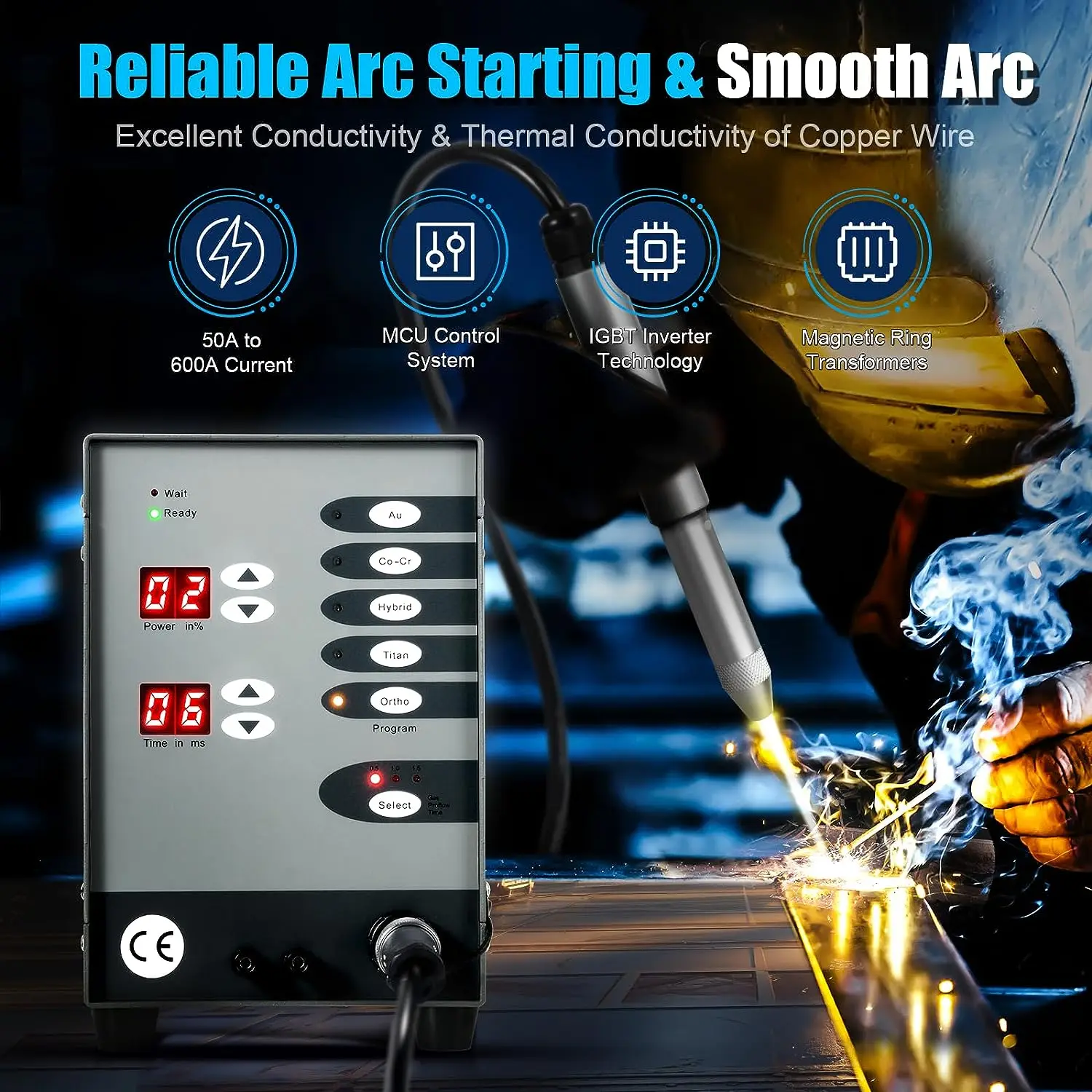 PHYHPP CNC Automatic Spot Welder Automatic Numerical Control Touch Pulse Argon Welder Dental Jewelry Machine Spot Welding Machin
