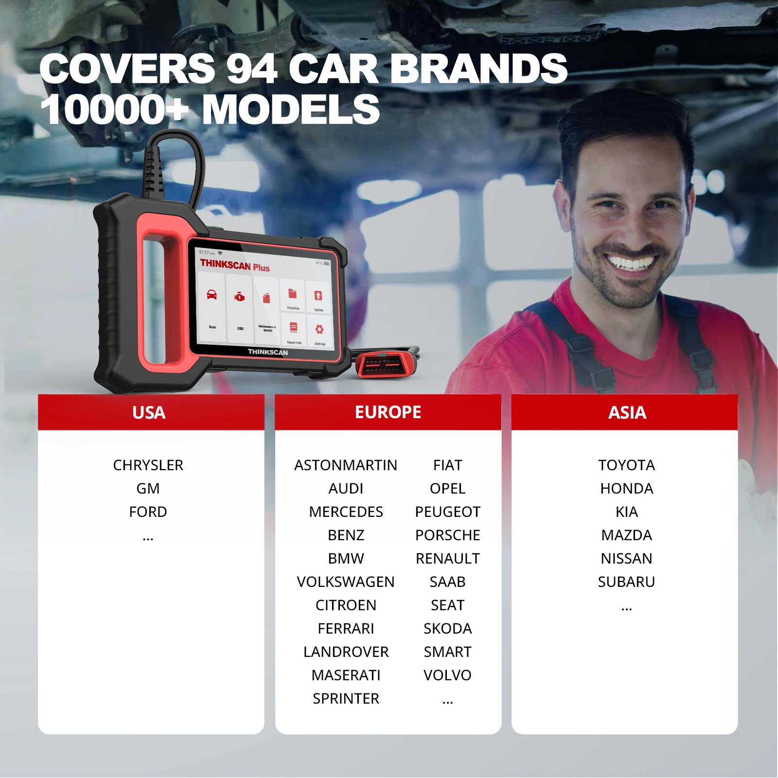 THINKSCAN PLUS S7 S6 S4 THINKCAR OBD2 Scanner Auto ABS,SRS,ECM,TCM,BCM,AC System Car EOBDⅡ Diagnostic Scan Tool Car Code Reader