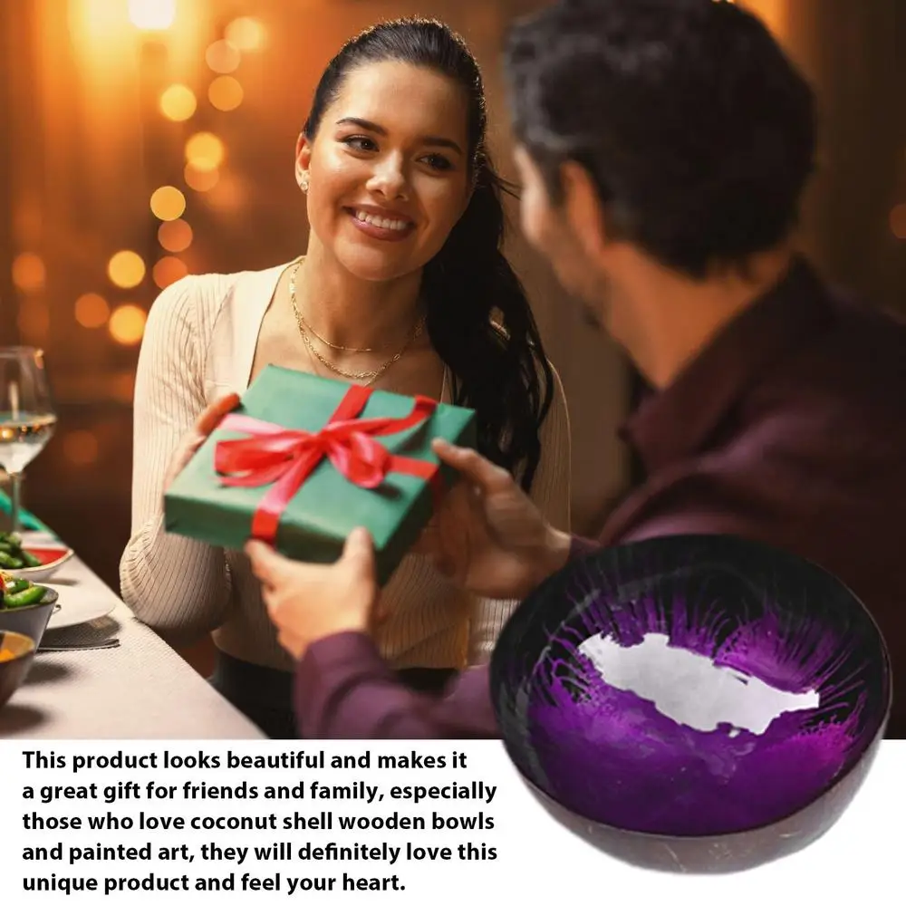 Natural Coco Shell Bowl Polished Cereal Bowl Uniquely Colored Drink Bowl Reusable Candy Bowl Acai Bowls Salad Container