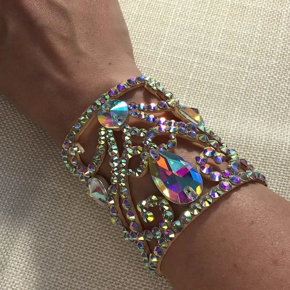 Stonefans AB Color Hollow Bangles Bracelets Indian Jewellery Luxury Y2k Geometric Hand Accessories Chain Charm for Women 2024