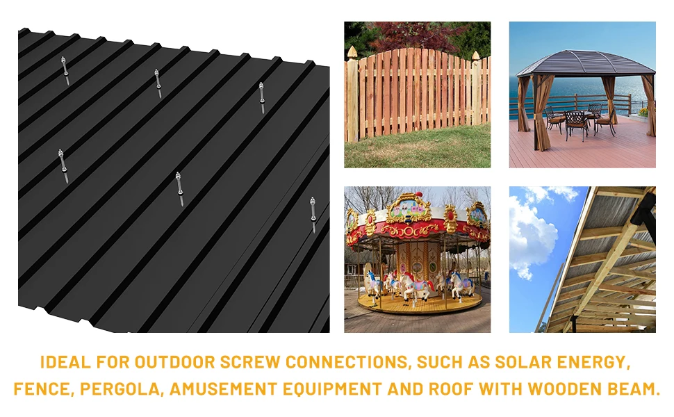 6/10Sets of SUS304 Stainless Steel Solar Hanging Bracket Bolt Set for Solar Panel Mount Kit for Any Wooden Beams