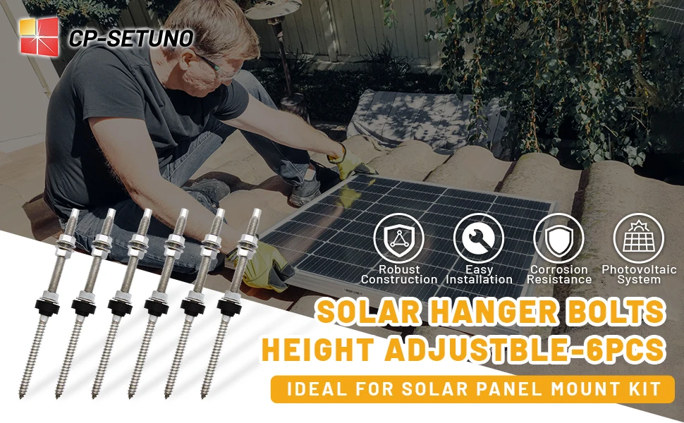 6/10Sets of SUS304 Stainless Steel Solar Hanging Bracket Bolt Set for Solar Panel Mount Kit for Any Wooden Beams