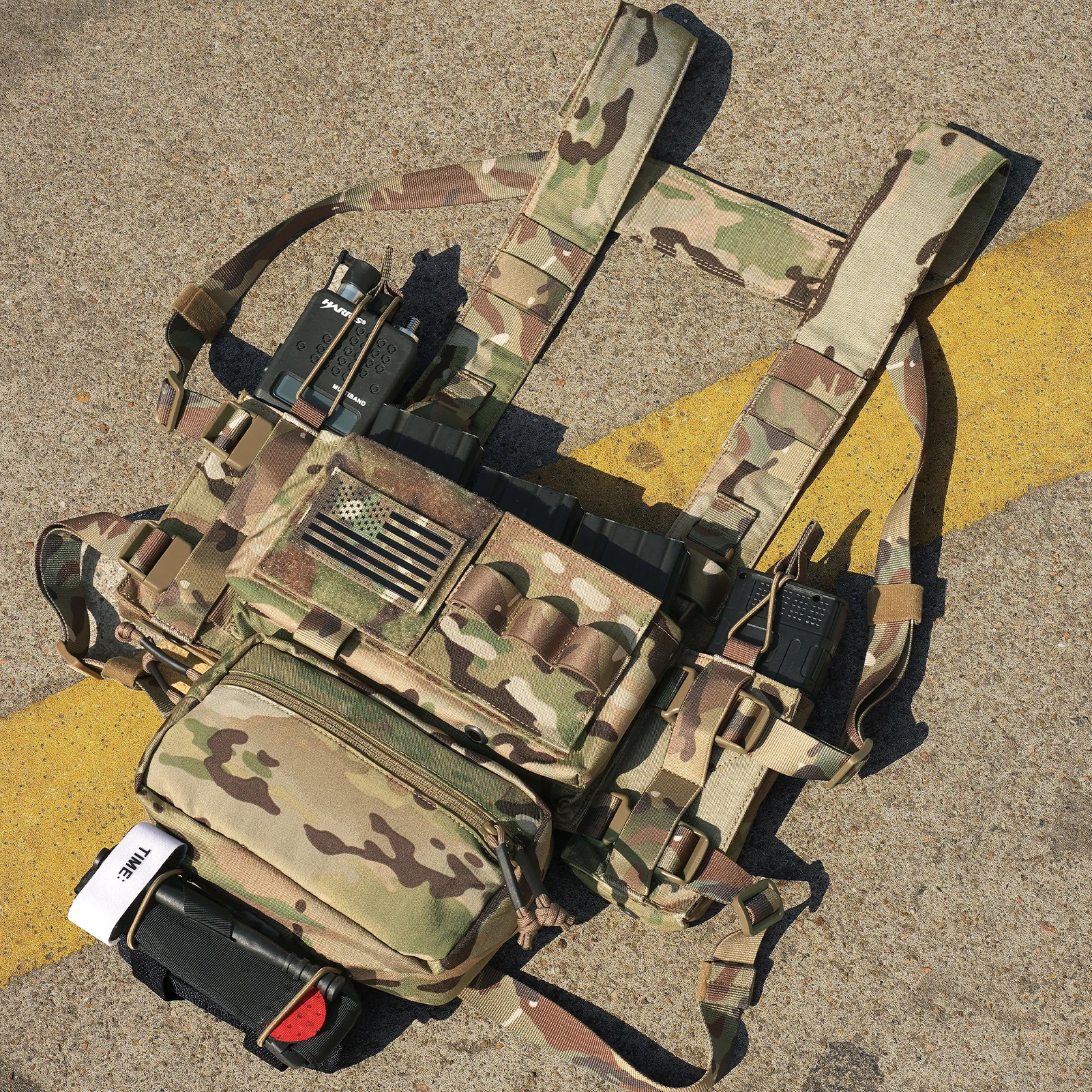 KRYDEX Tactical MK3 MK4 Chest Rig Hunting Lightweight Modular Vest with Micro Chassis SACK Pouch 5.56 7.62 M4 AK Magazine Pouch