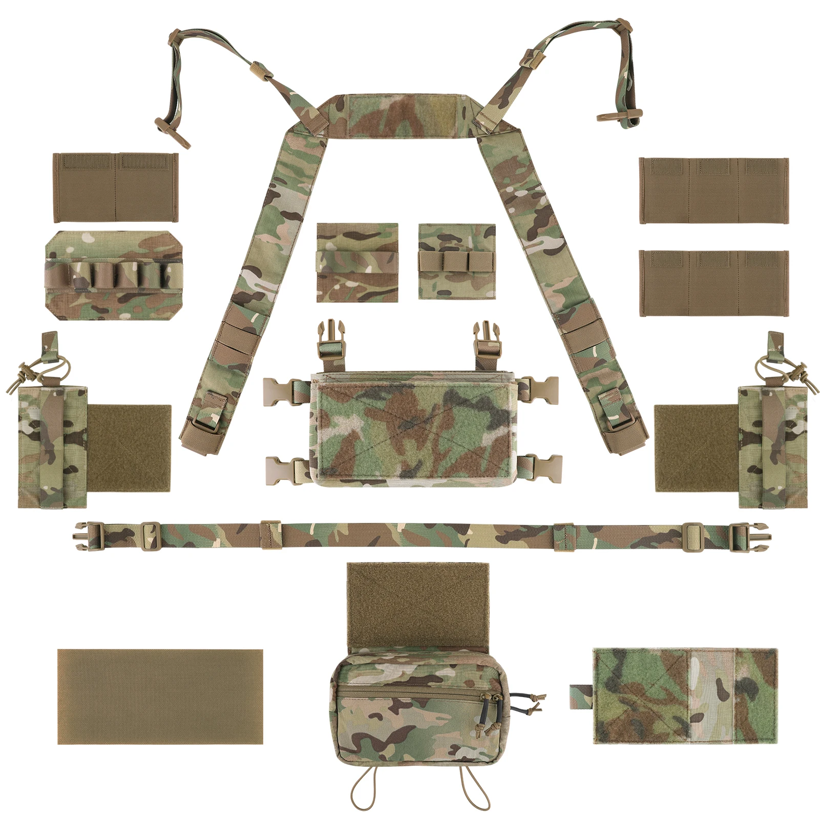 KRYDEX Tactical MK3 MK4 Chest Rig Hunting Lightweight Modular Vest with Micro Chassis SACK Pouch 5.56 7.62 M4 AK Magazine Pouch