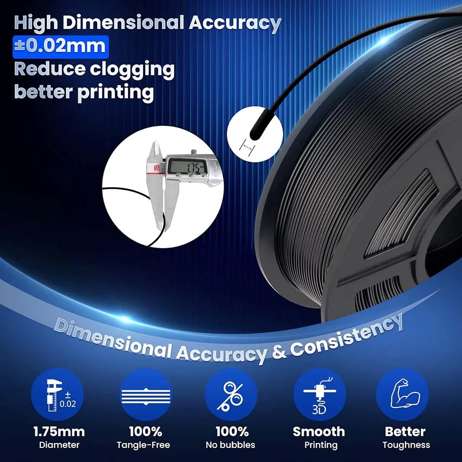 JAYO PLA Plus 3D Printer Filament 1.75MM PLA + Filament 1.1KG/Roll Neatly Wound 3D Printing Filament High Toughness 363 Meters
