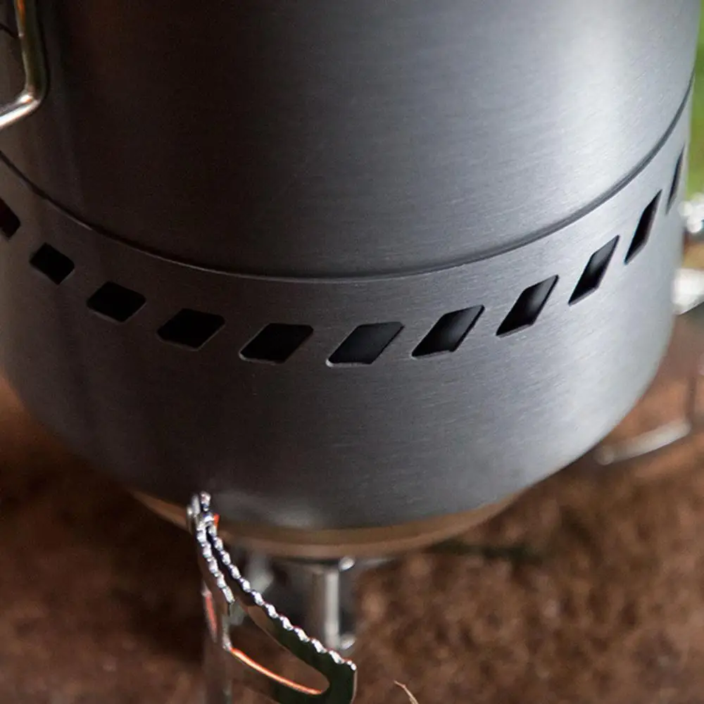 1.5L Outdoor Pot Camping Traveling Hiking Heat Collection Pot Campfire Cooking Tableware Camping Stove Portable Backpacking Pot