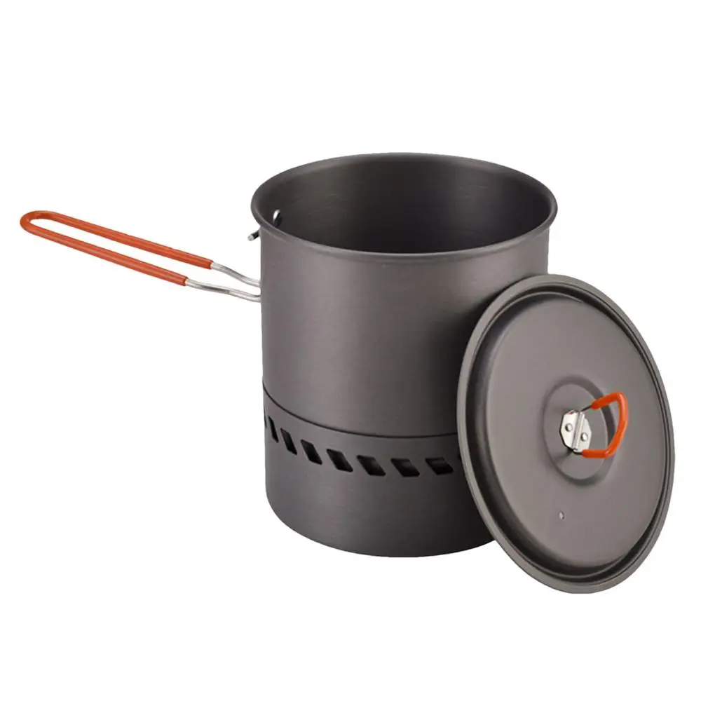 1.5L Outdoor Pot Camping Traveling Hiking Heat Collection Pot Campfire Cooking Tableware Camping Stove Portable Backpacking Pot
