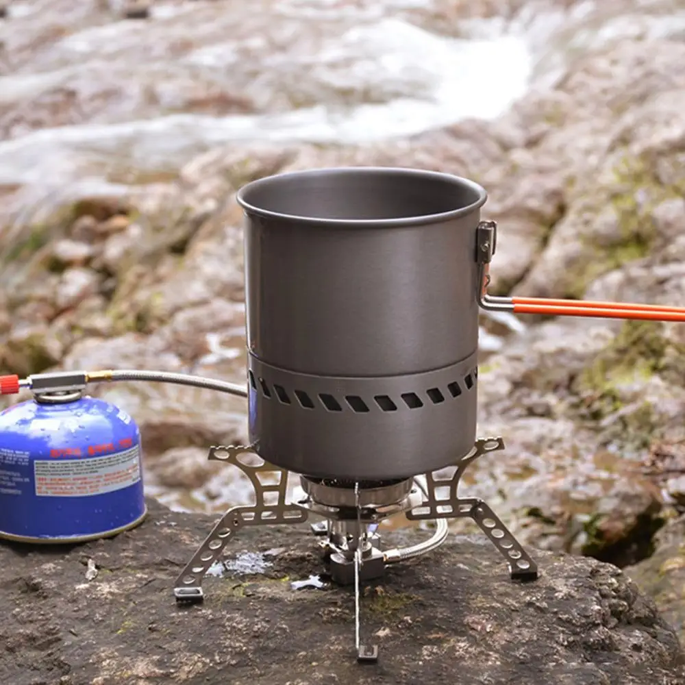 1.5L Outdoor Pot Camping Traveling Hiking Heat Collection Pot Campfire Cooking Tableware Camping Stove Portable Backpacking Pot