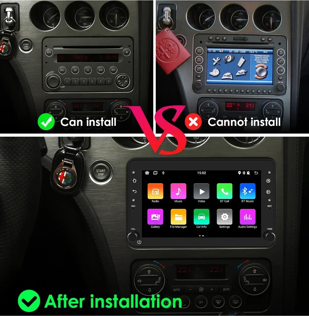 8G+128G Car Radio for Alfa Romeo Brera Spider 159 Sportwagon Wireless CarPlay Android Auto Car Intelligent Systems AI 2Din Video