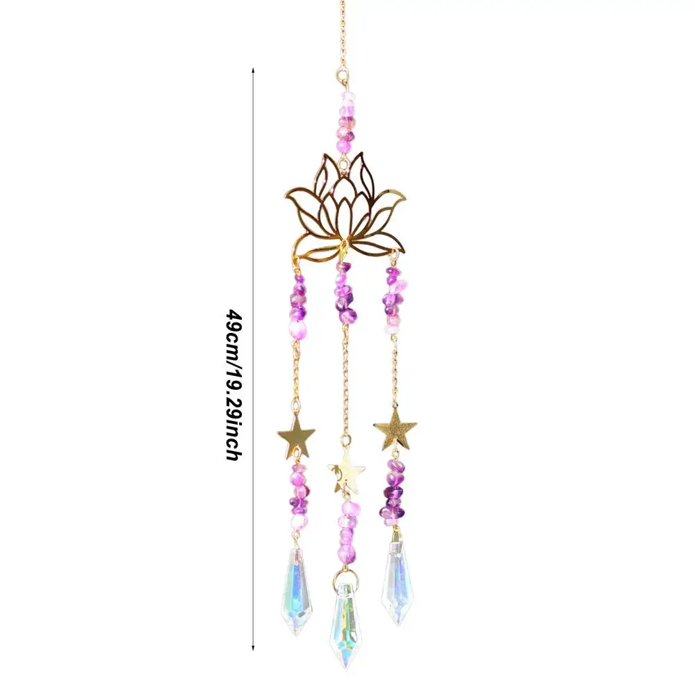 Amethyst Lotus Flower Charm Lotus Flower Crystal Pendant Window Suspension Prism Ornaments For Cars Home Offices