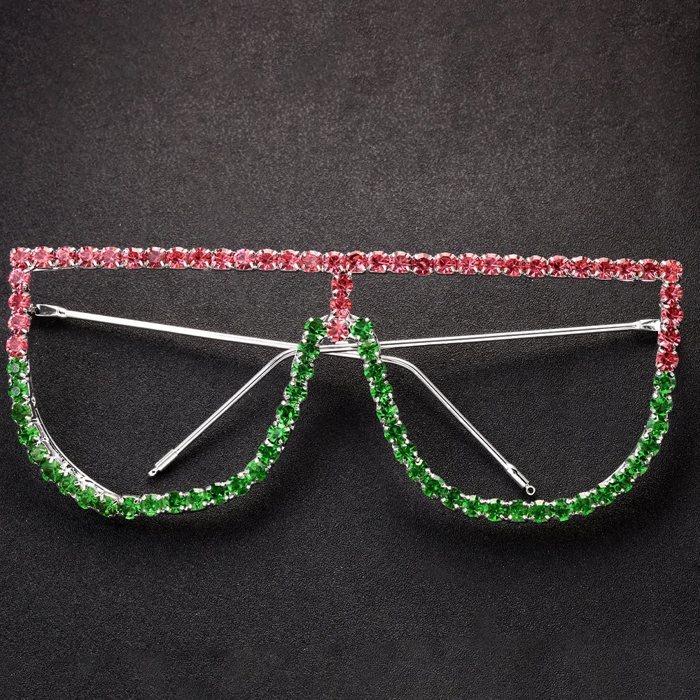 Stonefans New Pind and Green Patchwork Eyeglass Frames for Women 2024 Vintage Oversized Face Hair Jewelry Accessories Sunglasses