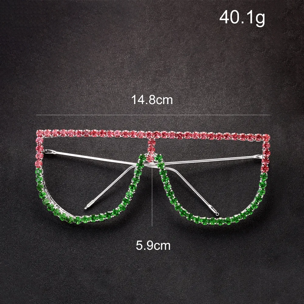 Stonefans New Pind and Green Patchwork Eyeglass Frames for Women 2024 Vintage Oversized Face Hair Jewelry Accessories Sunglasses