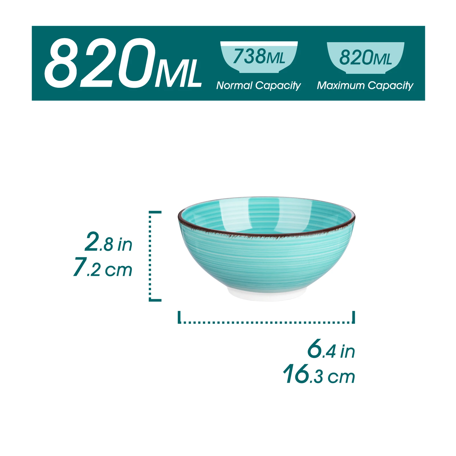 Vancasso Bonita 6-Piece 380ML/820ML Porcelain Vintage Handpainted Ceramic Soup/Mixing/Fruit/Noodle/Ramen Large Serving Bowl Set