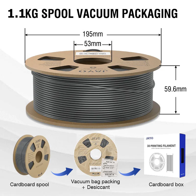 JAYO PLA/PETG/ABS/PLA PLUS/PLAMeta/PLAMATTE Filament 3D Print 1.75mm 10 Rolls 100% No Bubble FDM 3D Printer Materials DIY Gift