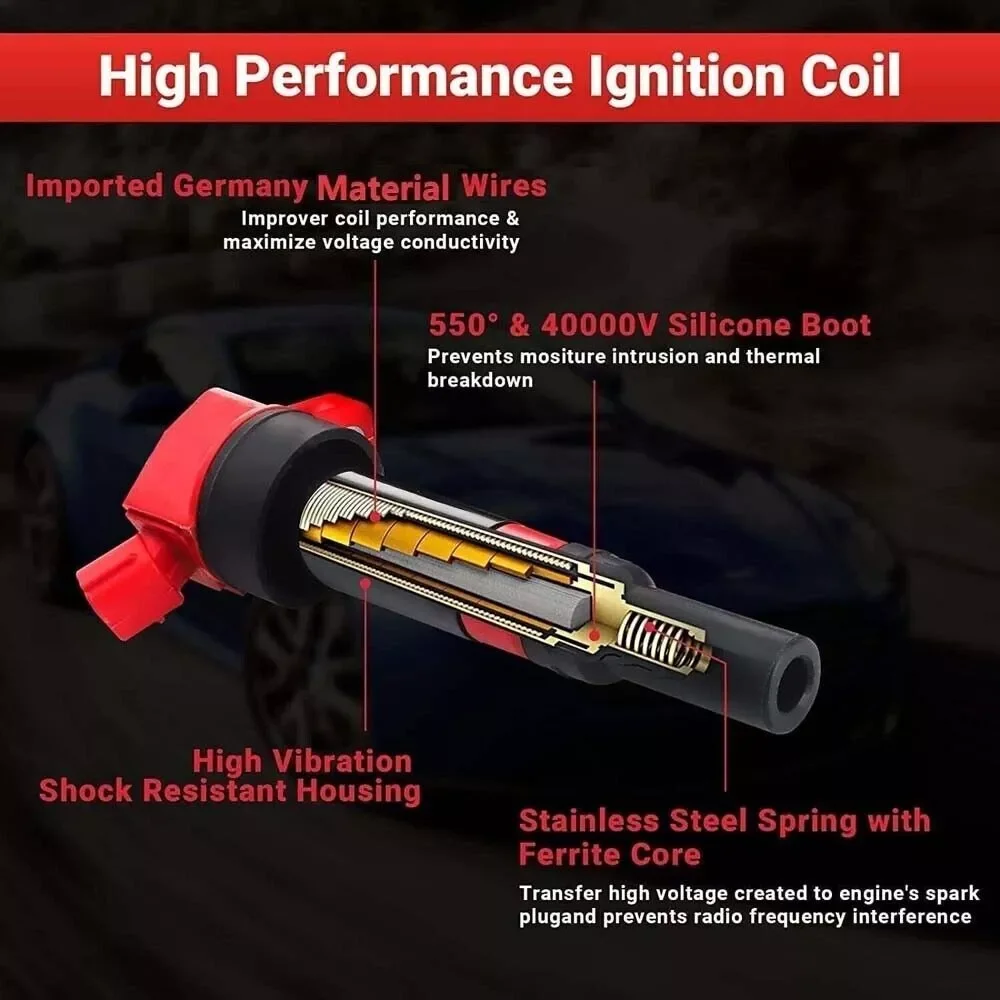 Carbole 4 Ignition Coil & 4 Platinum Spark Plug for Kia Soul Forte Hyundai Elantra UF651