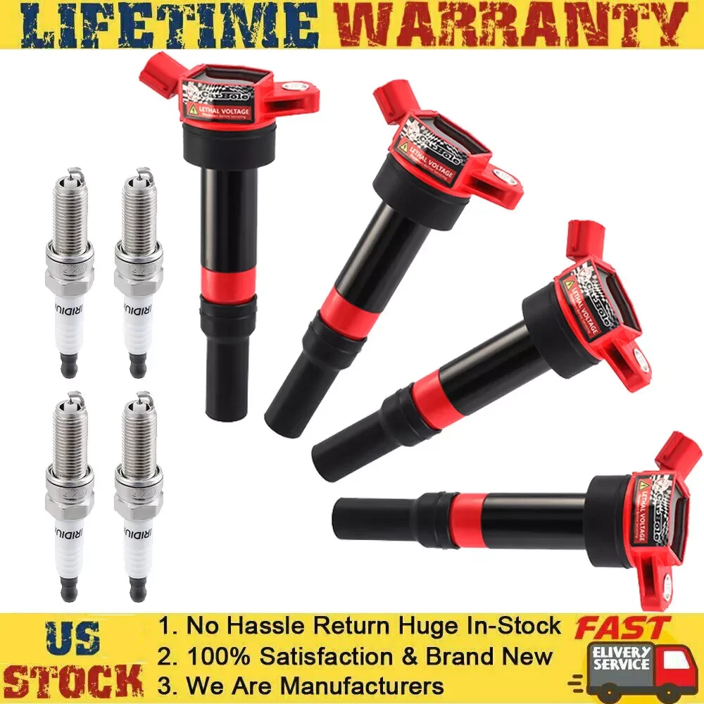 Carbole 4 Ignition Coil & 4 Platinum Spark Plug for Kia Soul Forte Hyundai Elantra UF651
