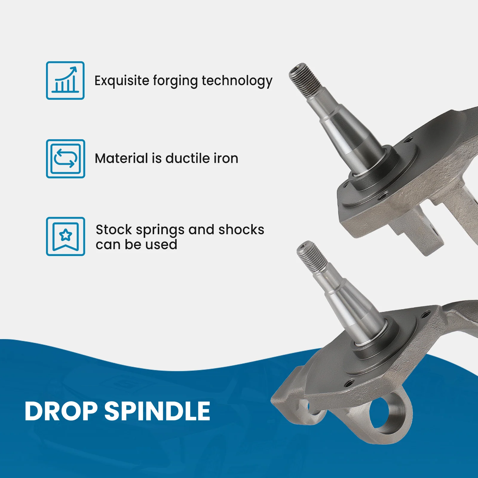 RH+LH 2.5" Drop Spindle For VW BUG 1966-1977 Ball Joint Drum Brake