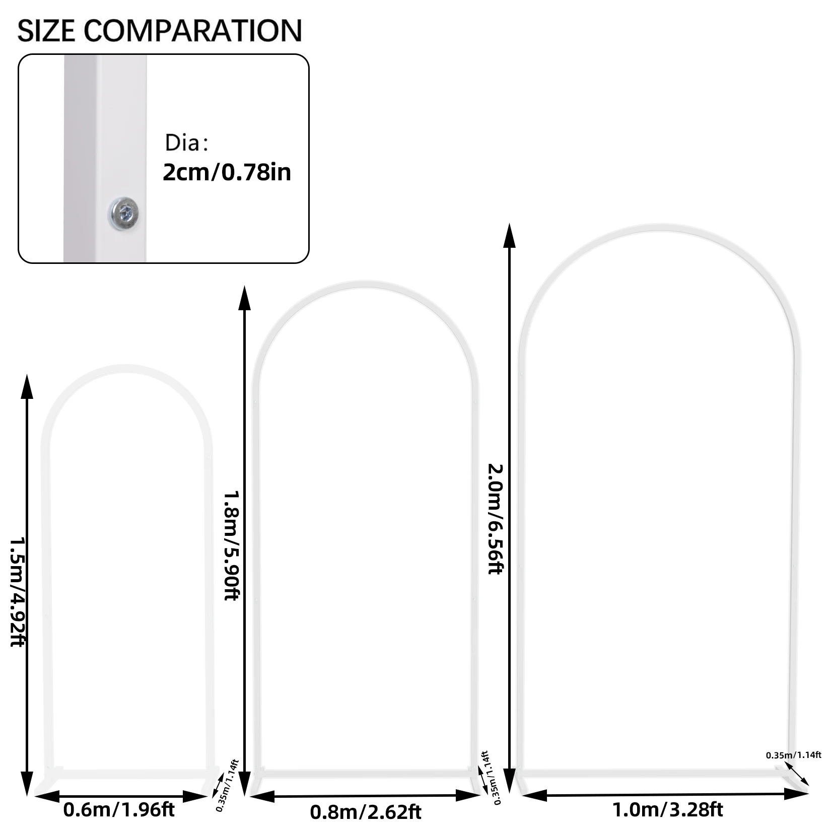 3pcs Metal Backdrop Stand Set Wedding Arch Frame Birthday Party Decorative Arch for Wedding Ceremony Backdrop