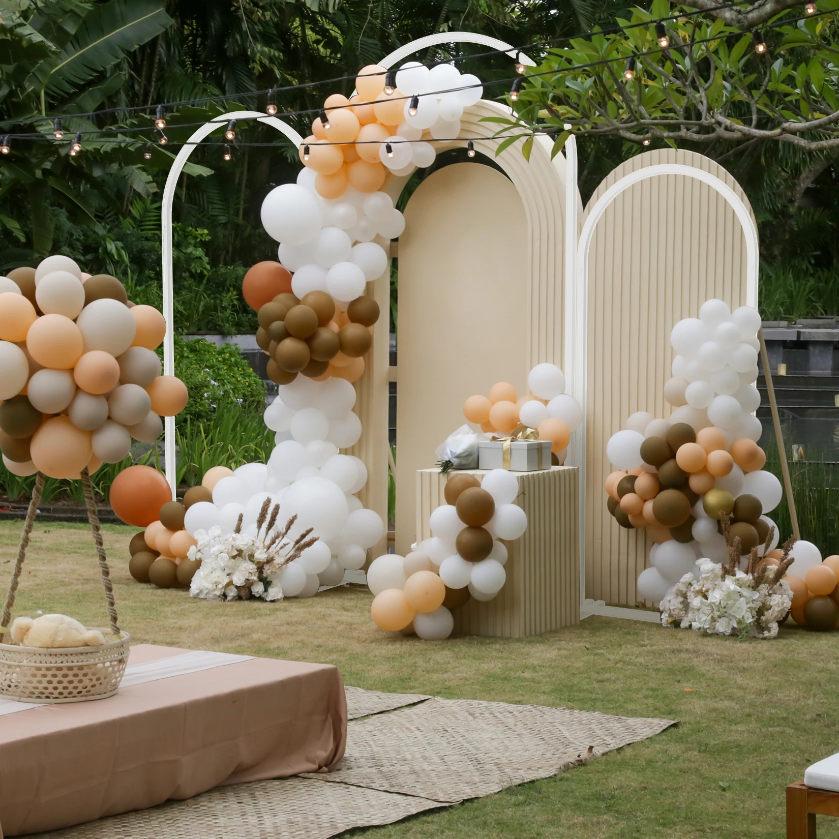 3pcs Metal Backdrop Stand Set Wedding Arch Frame Birthday Party Decorative Arch for Wedding Ceremony Backdrop