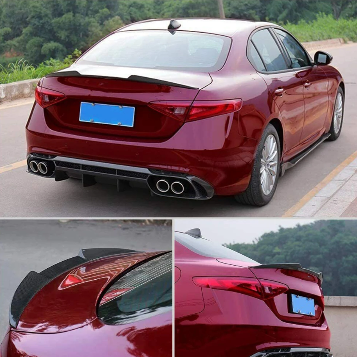 For Alfa Romeo Giulia Carbon Fiber Look Rear Spoiler Wing Lip Quadrifoglio 17-22