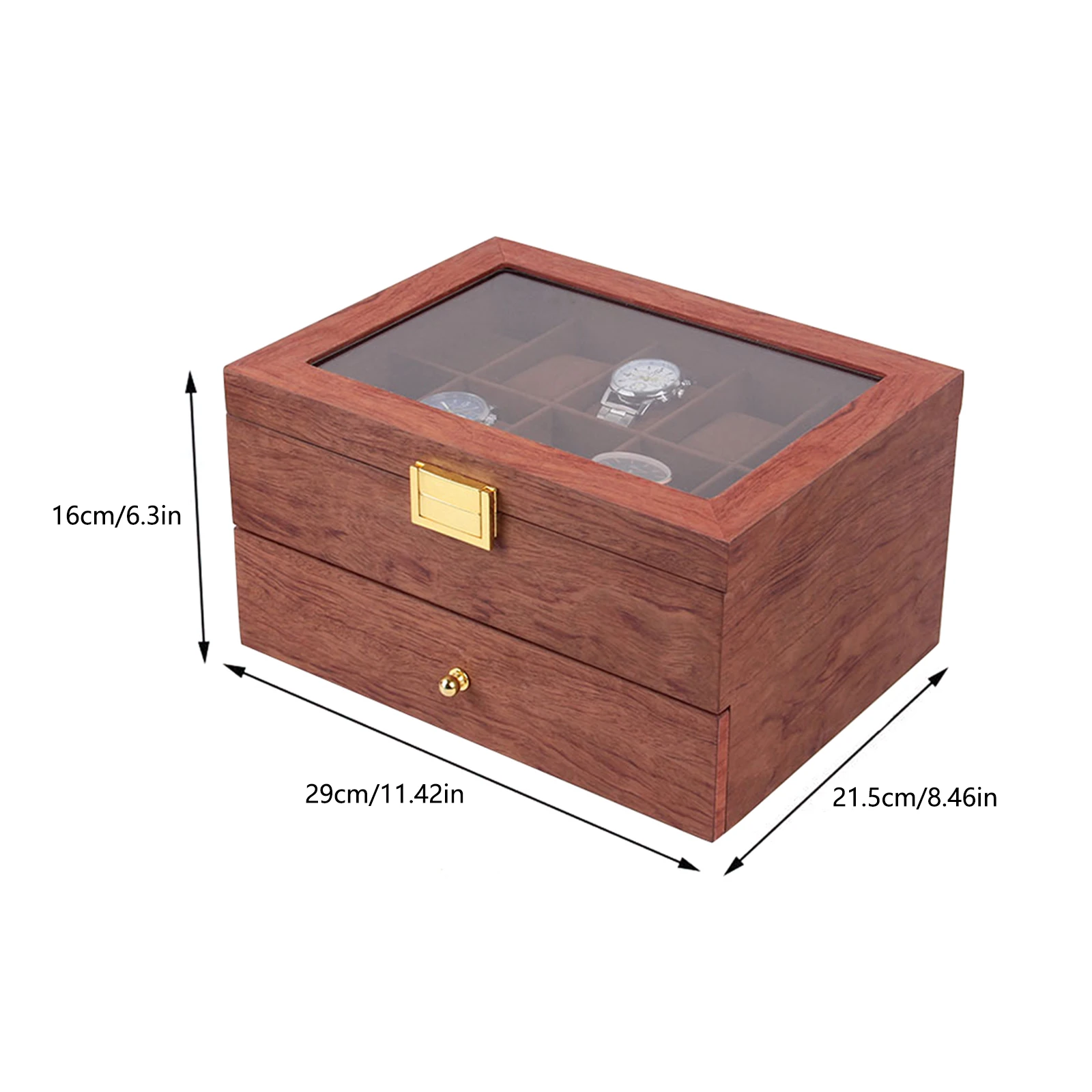 20 Slot Wooden Watches Display Box Case Jewelry Watch Storage Organizer