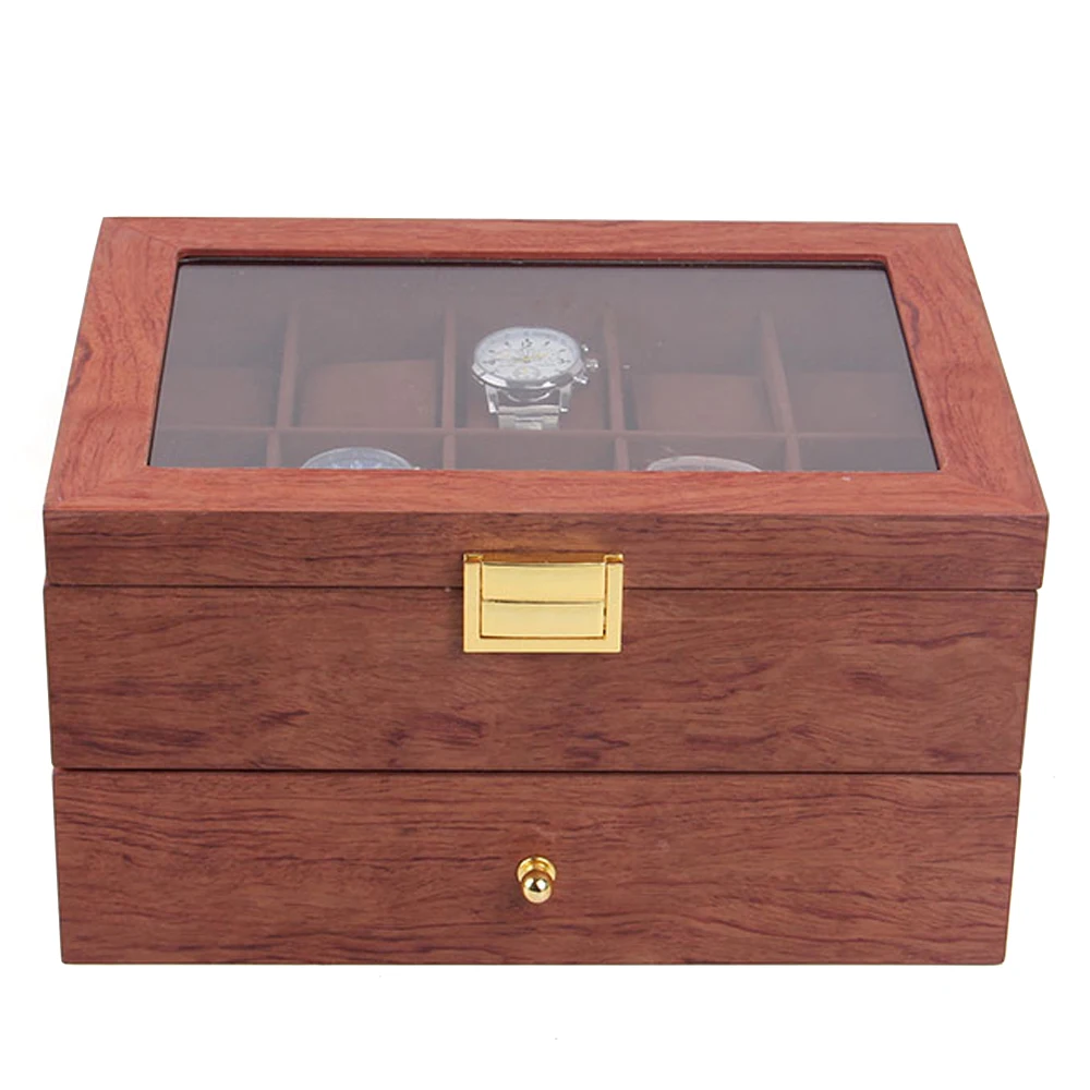20 Slot Wooden Watches Display Box Case Jewelry Watch Storage Organizer